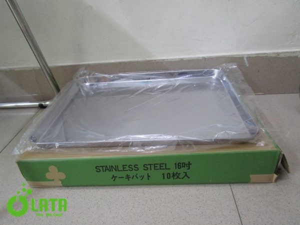 Square Stainless Steel Tray Khay inox 411×301×21mm　16” - Ảnh 2