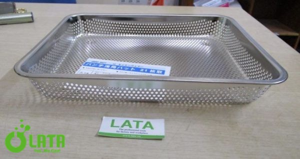 Shallow Mesh Stainless Steel Tray Khay Inox No. (248 x 200 x 28mm) - Ảnh 2