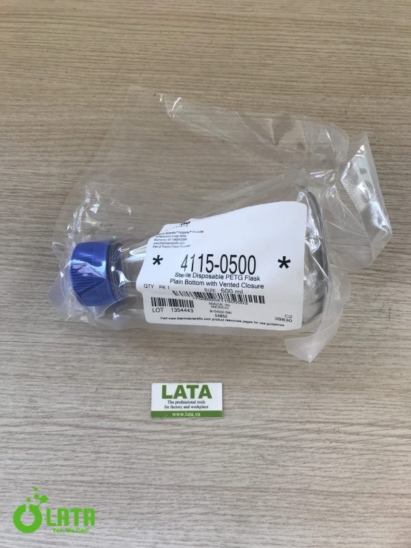 2-9607-03 Sterilization Erlenmeyer Flask (Vent Filter CapFlat Bottom)Bình tam giác nhựa  500mL　4115-0500